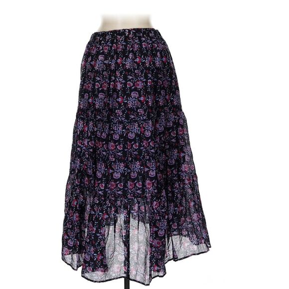 Xirena Iris Skirt Cotton Silk Lightweight Purple Floral Pockets Size Medium - Picture 3 of 10